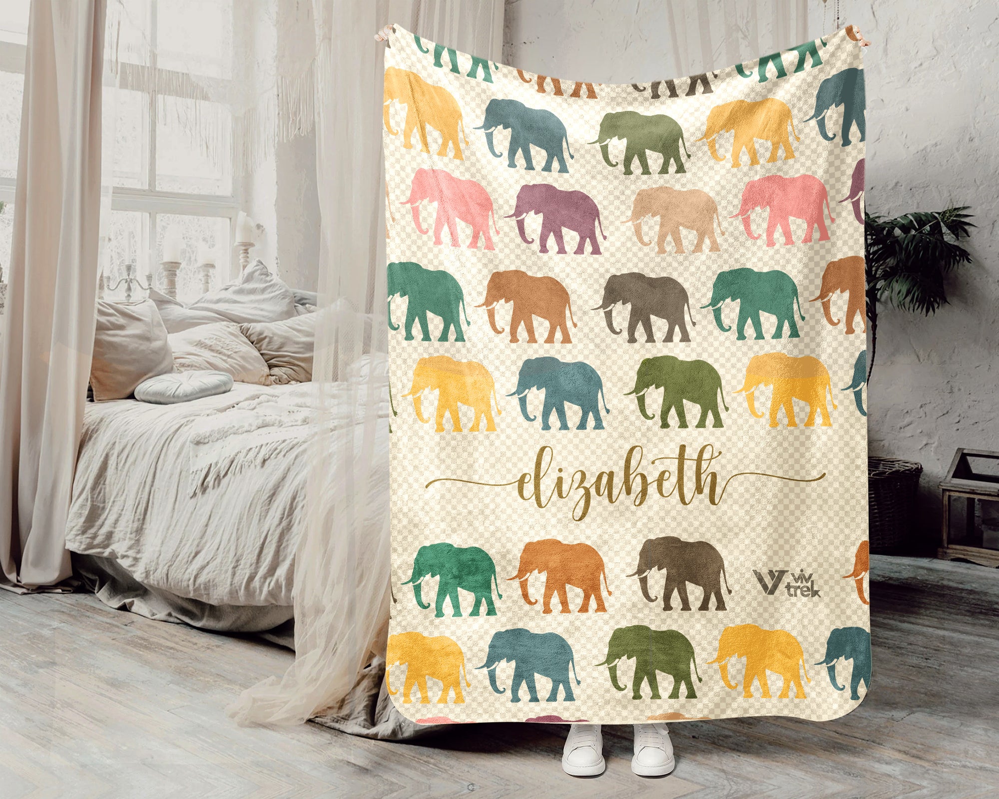 Custom Nane Elephant Blanket – Personalized Cozy Throw for Wildlife Fans