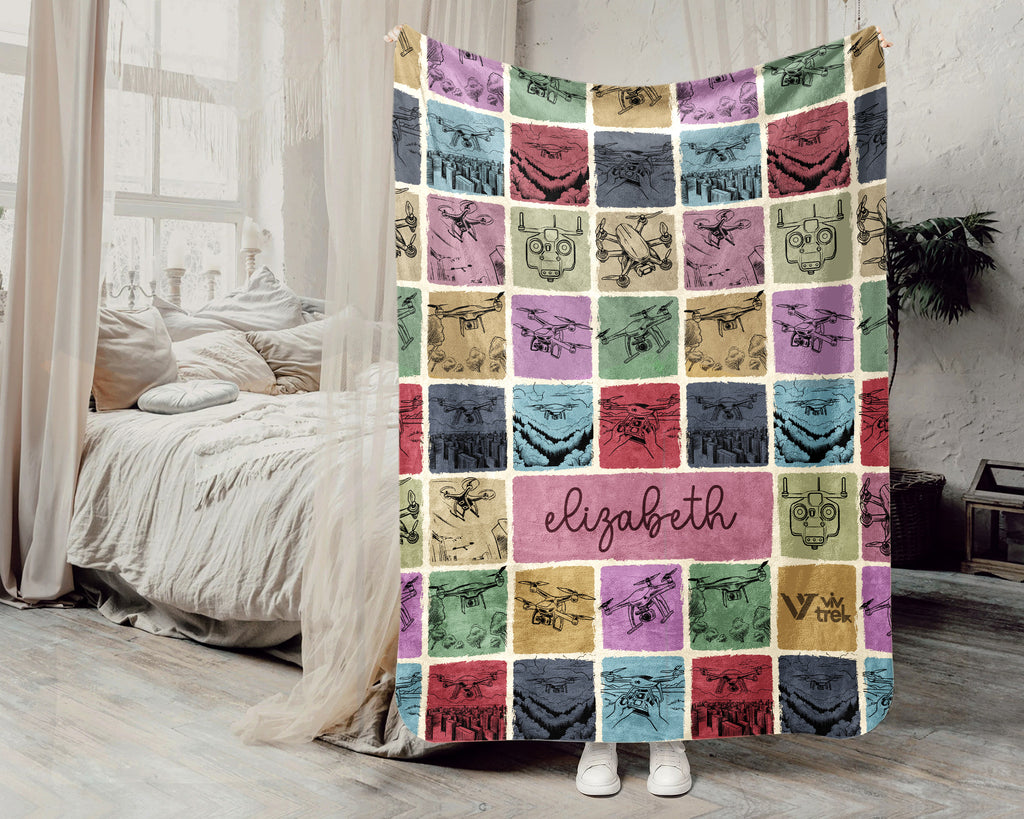Custom Name Drone Racing Blanket – Personalized Tech Lover Throw