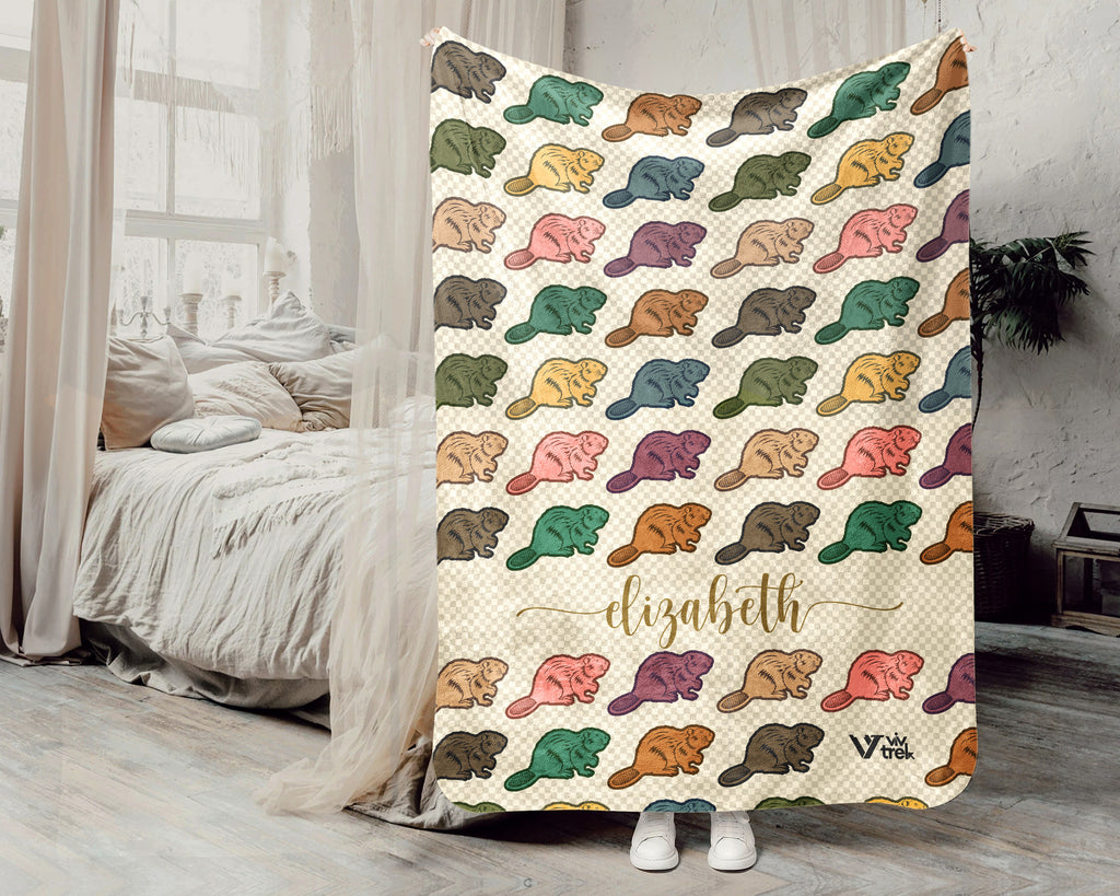 Personalized Beaver Throw – Cozy Custom Name Animal Blanket