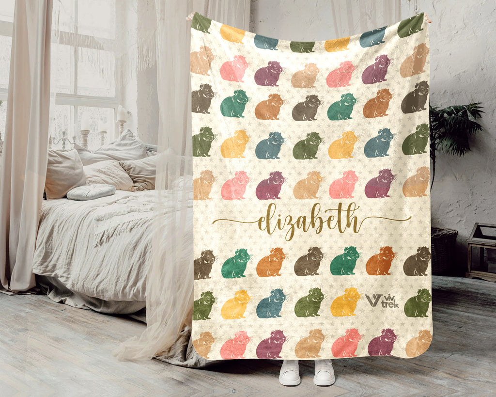 Personalized Guinea Pig Blanket Custom Name Cozy Retro Pet Lover Throw