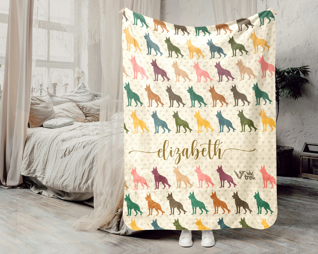 Personalized Dog Throw – Custom Name Cozy German Shepherd Name Blanket