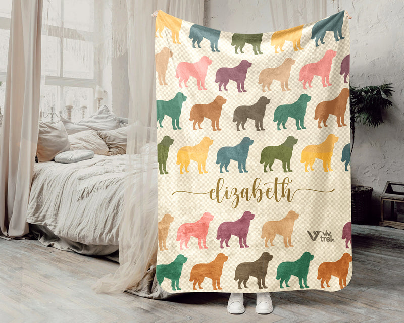 Personalized St Bernard Dog Blanket Custom Name Vintage Puppy Throw Cozy Pet Lover Gift Dog Breed Blanket for Home Decor and Gifts