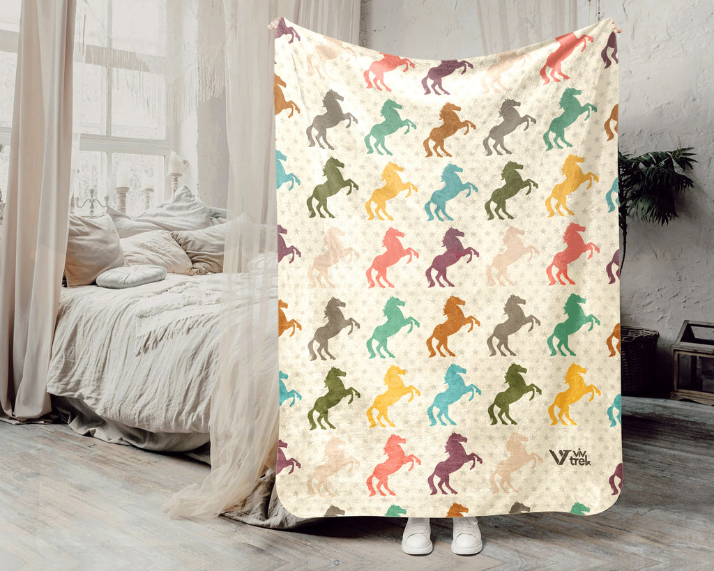 Retro Horse Lover Blanket – Cozy Western Equestrian Throw