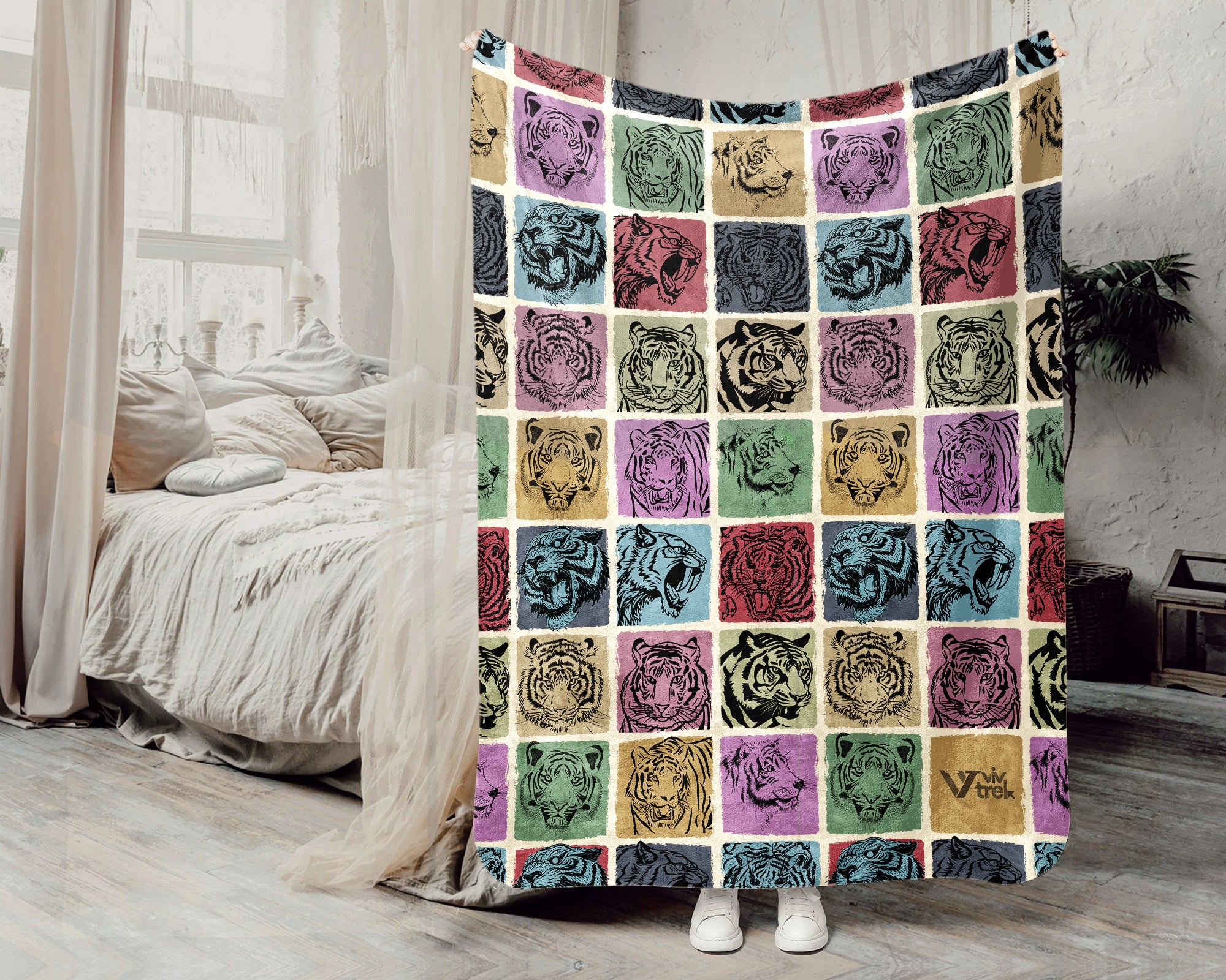 Vintage Tiger Blanket Jungle Animal Throw Cozy Big Cat Decor Nature Inspired Gift Wildlife Lover Unique Home Accent