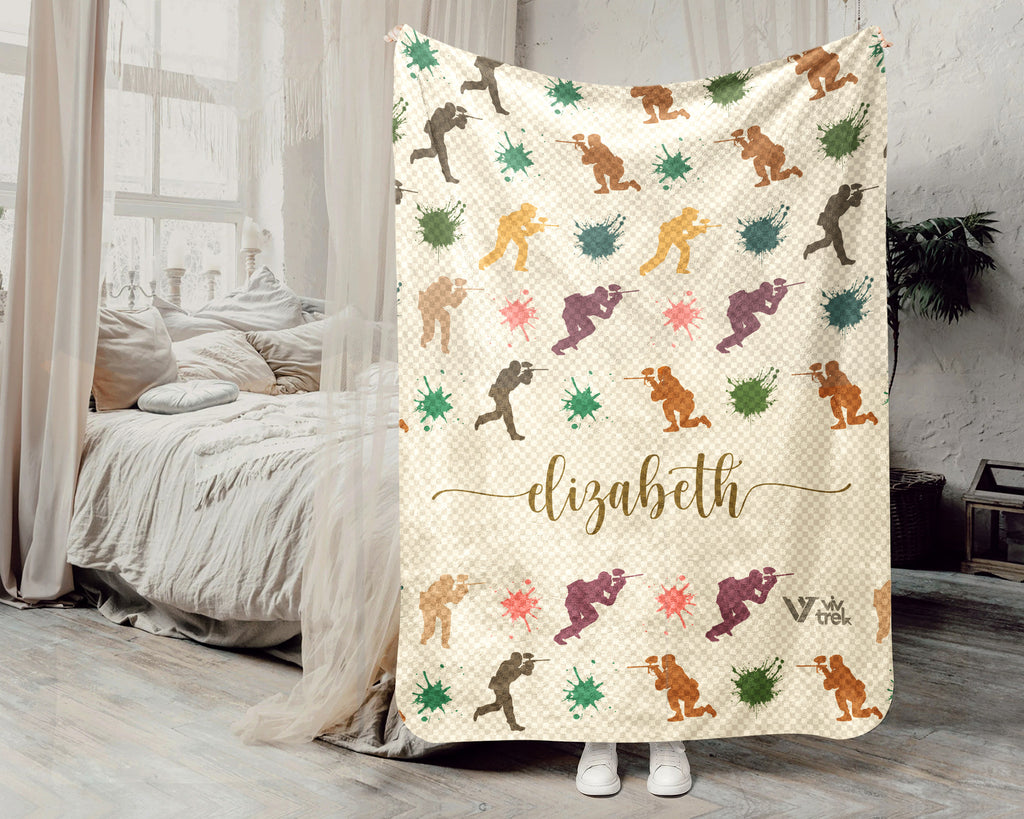 Custom Name Paintball Throw Blanket – Personalized Gift for Paintball Players