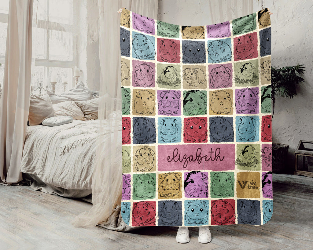 Custom Guinea Pig Blanket Personalized Name Pet Lover Cozy Throw Gift