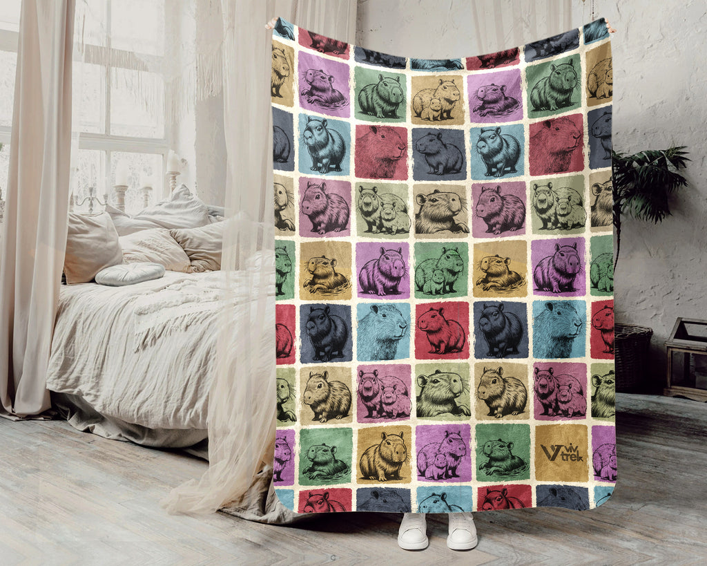 Vintage Capybara Lover Blanket – Cute Animal Throw Gift