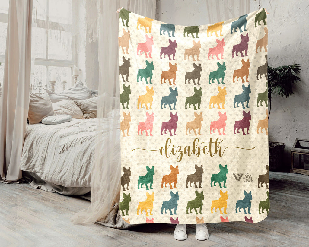 Custom French Bulldog Blanket Personalized Dog Lover Cozy Throw Gift