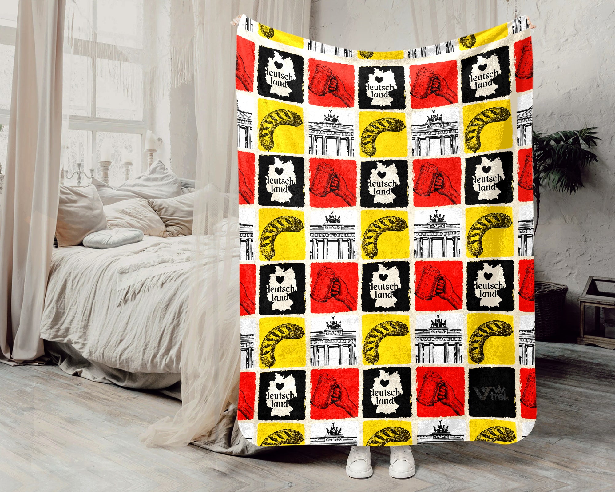 Germany Heritage Blanket Throw with Deutschland Flag Design, Cozy Bavarian Inspired Decor, Soft German Culture Gift Blanket