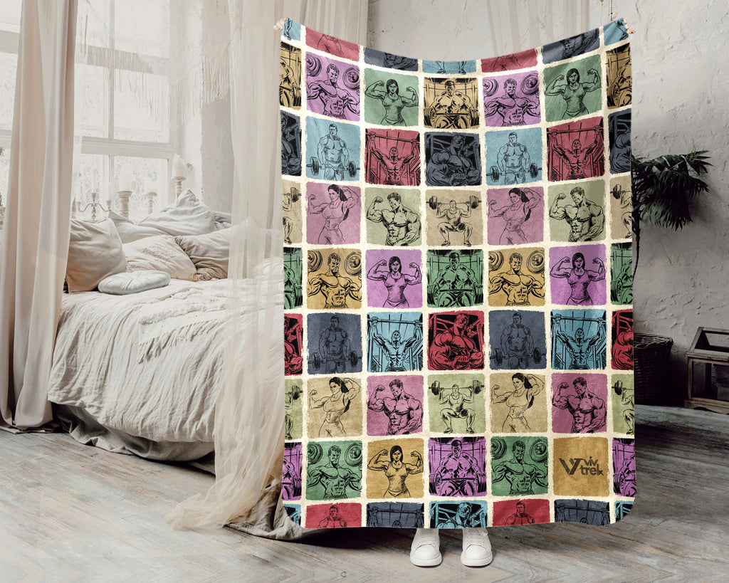 Vintage Bodybuilding Blanket, Gym Lover Fitness Throw Gift