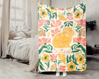 Floral Custom Name Guinea Pig Blanket, Floral Pet Lover Throw, Cozy Wildflower Blanket for Kids Teens Adults Gift