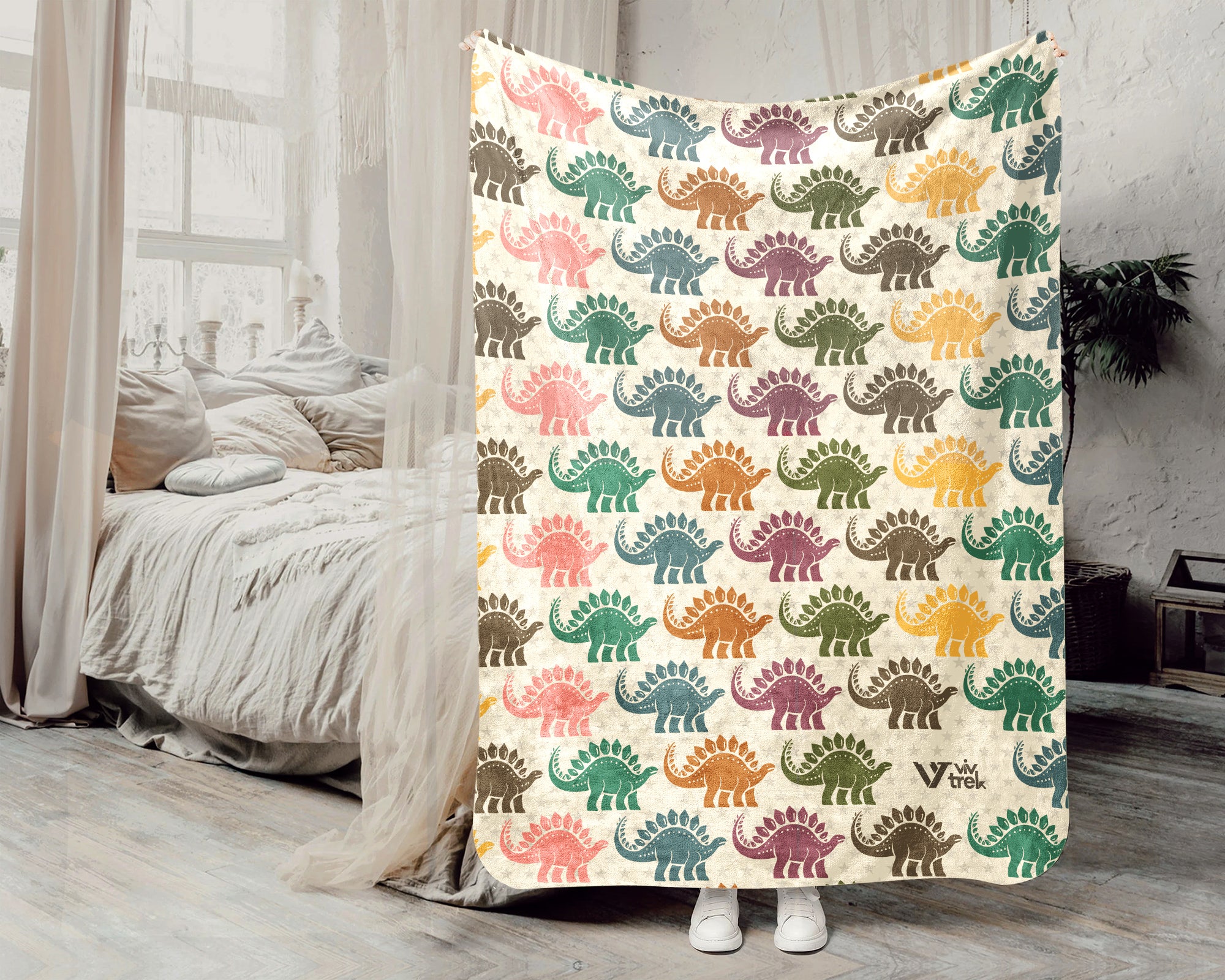 Retro Stegosaurus Blanket Dinosaur Lover Throw Vintage Paleontology Inspired Gift Cozy Prehistoric Decor Unique Fossil Graphic Accent