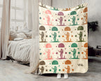 Retro Astronomy Blanket for Galaxy Lovers, Cozy Space Throw with Planet Rocket and Astronaut Theme Decor