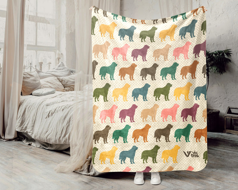 Retro St Bernard Dog Blanket Cozy Puppy Throw Cute Pet Fleece Blanket Vintage Style Dog Breed Gift Home Decor Idea