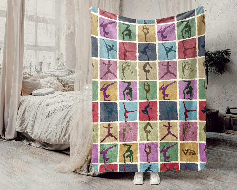 Vintage Gymnastics Gift Blanket Cozy Sports Throw for Athletes Soft Artistic Decor Unique Gymnast Lover Gift for Home