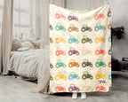 Retro Farming Blanket Gift for Country Lovers, Cozy Tractor Field Throw, Farmhouse Decor Accent for Bedroom and Living Spaces