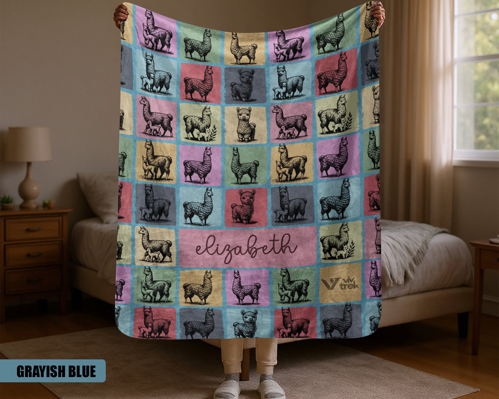 Personalized Llama Blanket - Custom Name Throw, Cozy Alpaca Gift Under $50
