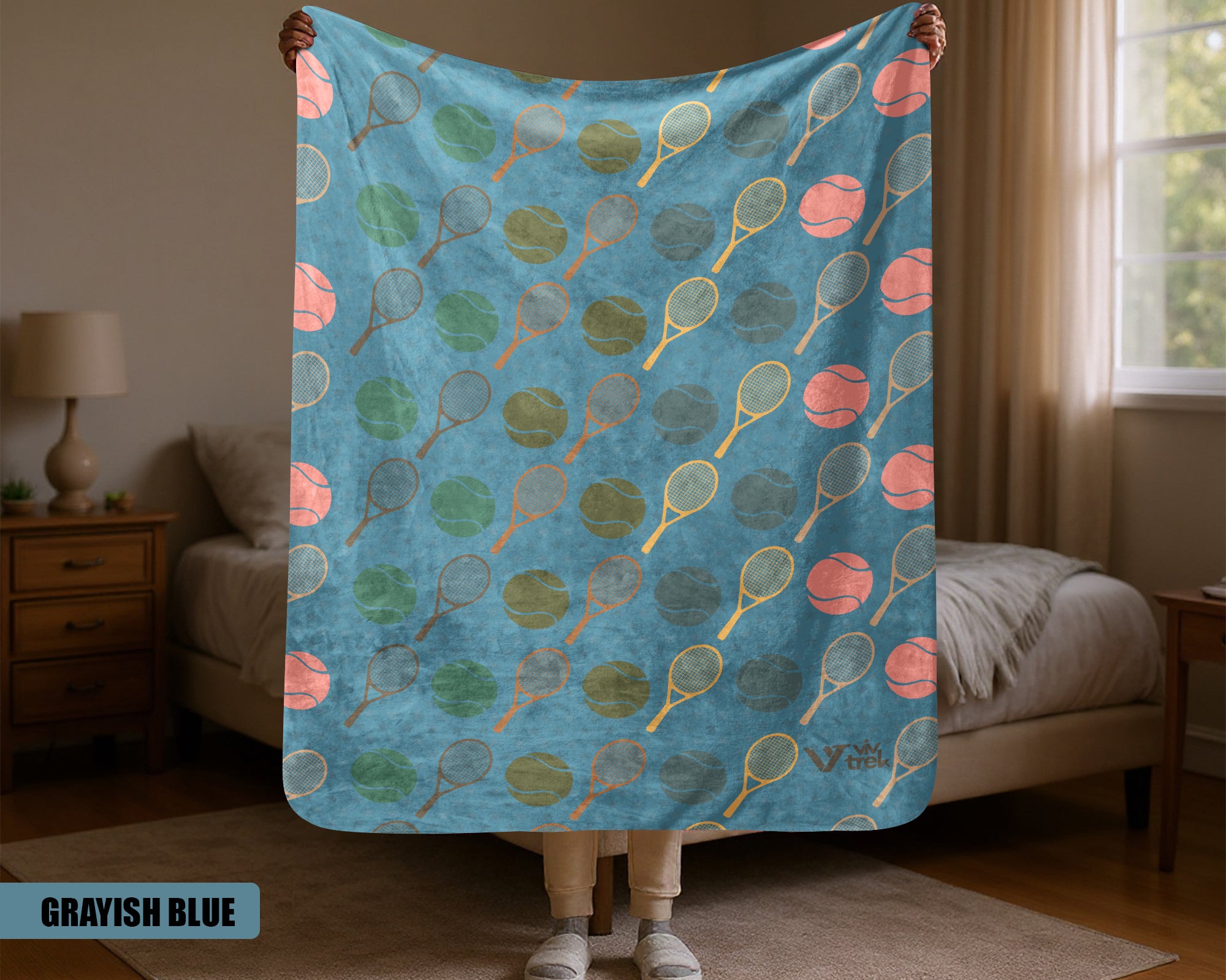 Retro Tennis Gift Throw - Vintage Tennis Player Blanket, Cozy Fleece Under $50