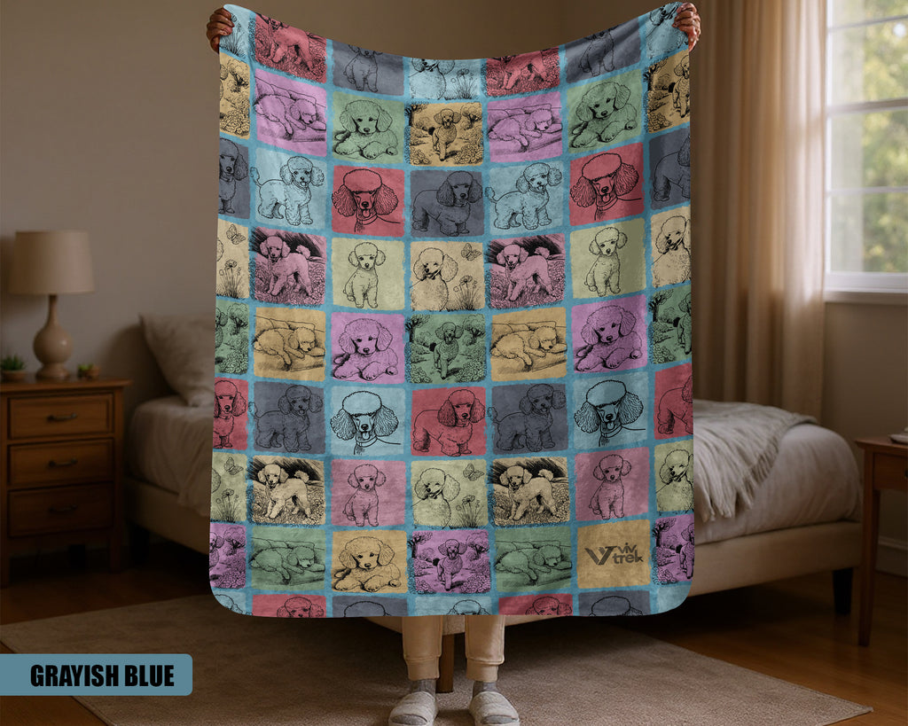 Poodle Dog Blanket, Cozy Vintage Throw, Retro Pet Gift for Dog Lovers Home