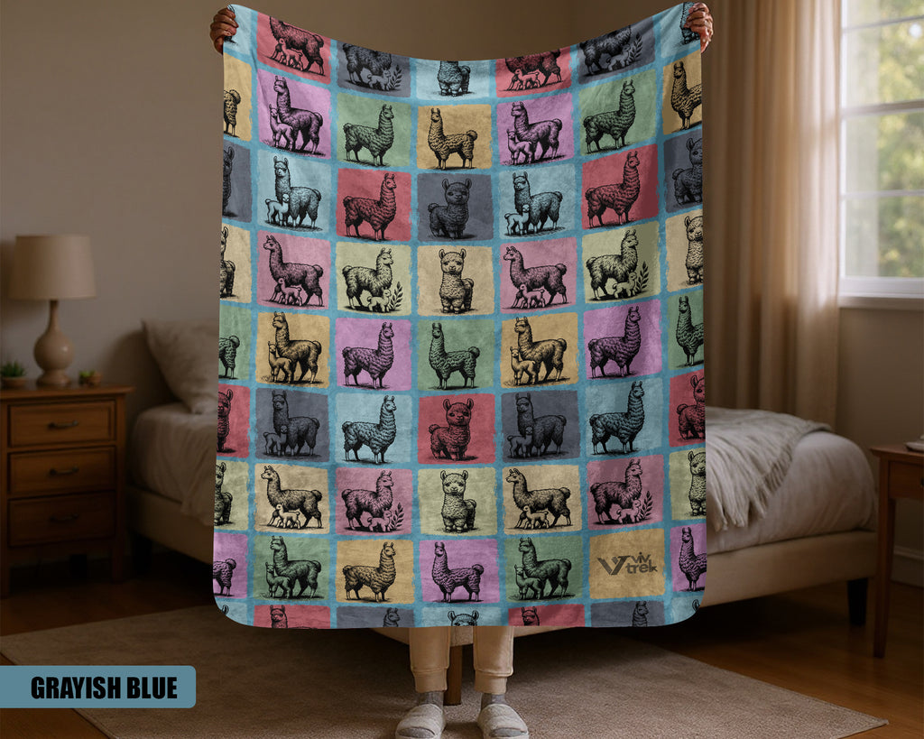 Vintage Llama Blanket - Cozy Alpaca Lover Throw, Retro Animal Gift Under $50