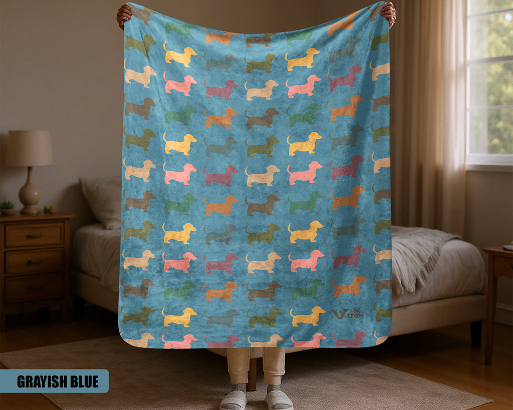 Dachshund Dog Blanket, Vintage Retro Throw, Cozy Gift for Pet & Dog Lovers