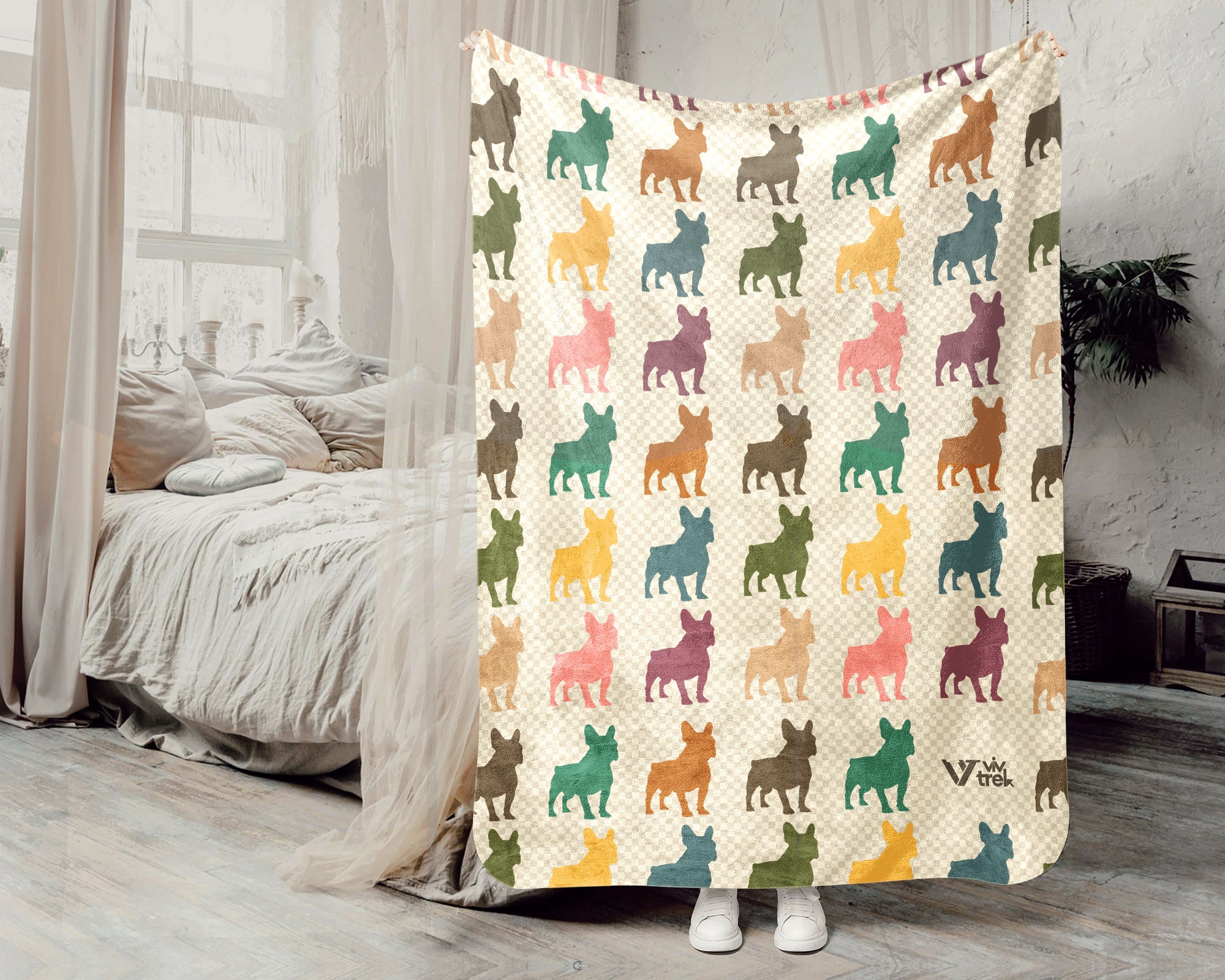 Vintage French Bulldog Blanket Cozy Frenchie Lover Throw Gift