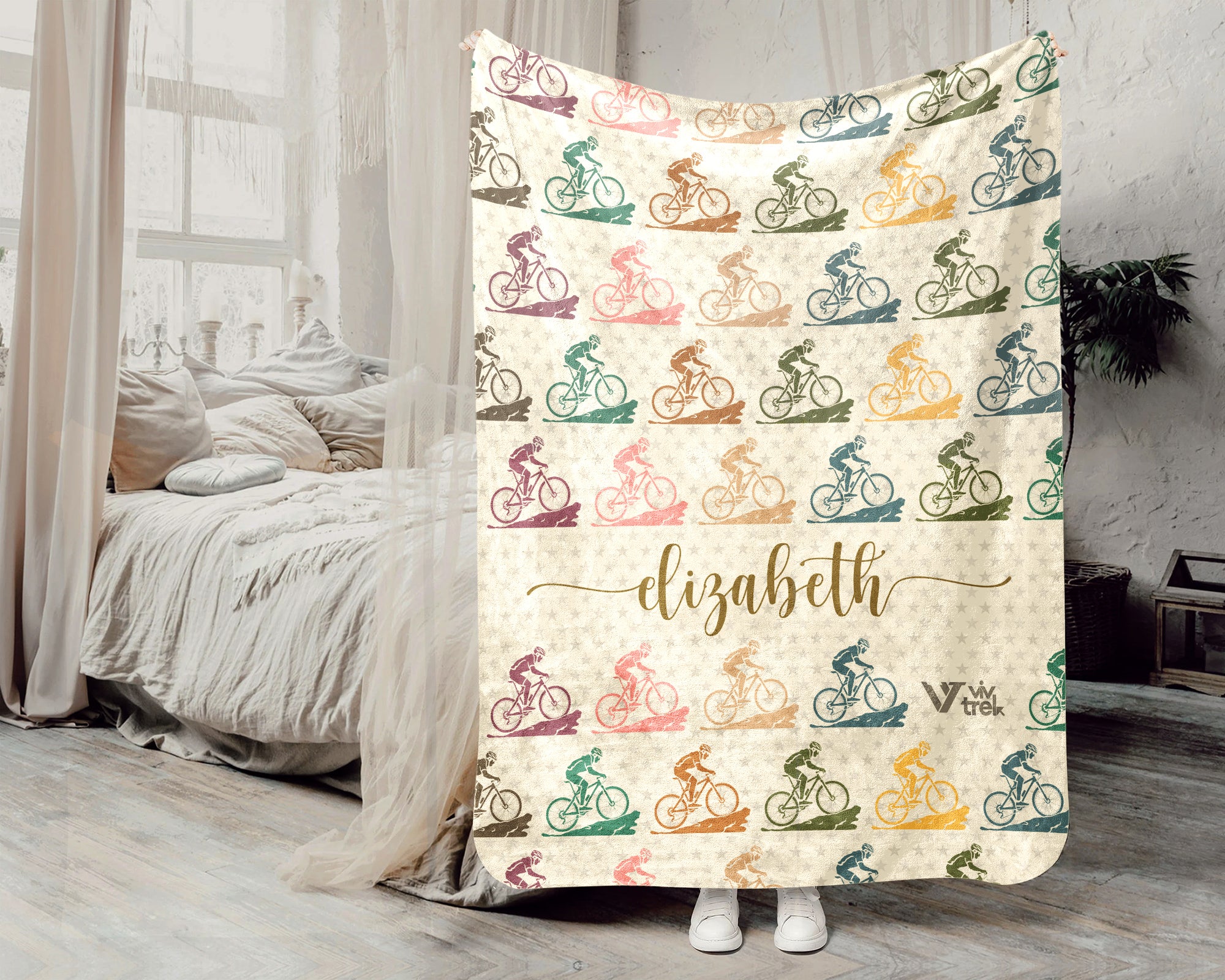 Personalized Cycling Blanket Custom Name Bike Lover Throw Gift