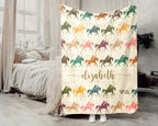 Custom Name Polo Blanket, Cozy Retro Equestrian Throw for Horse Enthusiasts