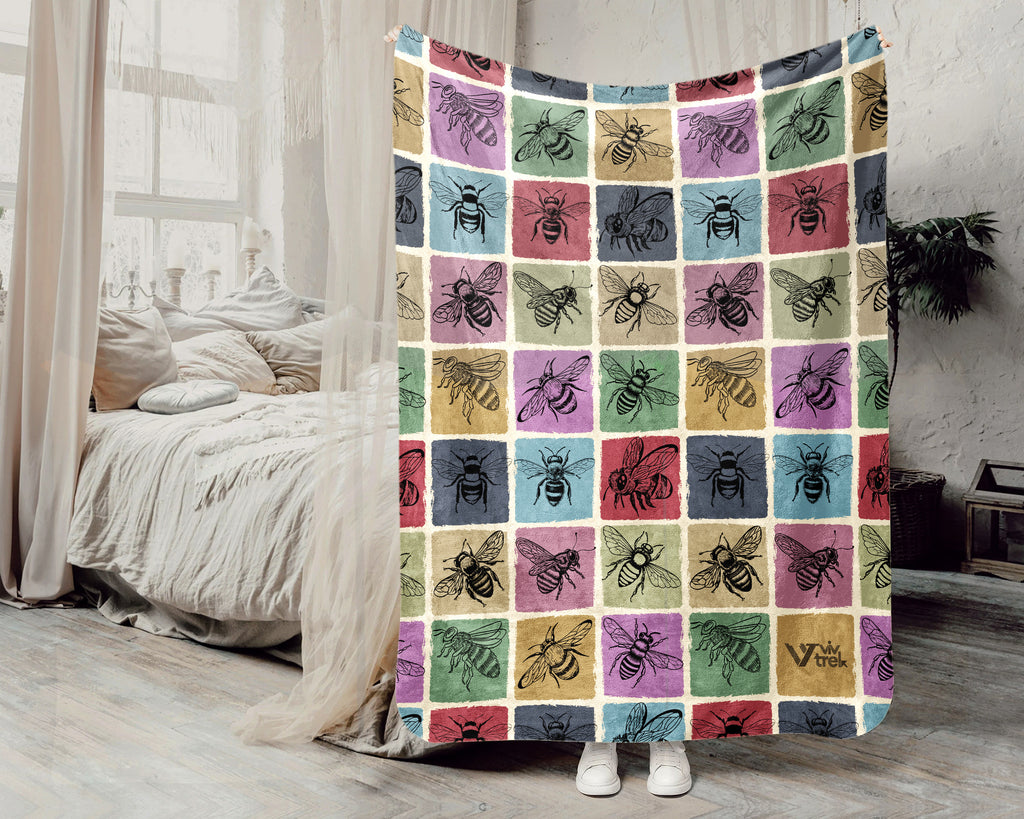 Vintage Bee Lover Blanket Retro Nature Inspired Cozy Throw Gift
