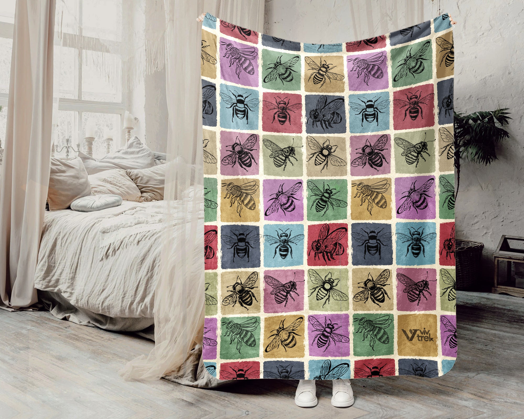 Vintage Bee Lover Blanket Retro Nature Inspired Cozy Throw Gift