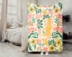 Personalized Floral Otter Blanket with Custom Name, Cozy Floral Throw for Kids Teens Adults, Cute Otter Lover Birthday Gift