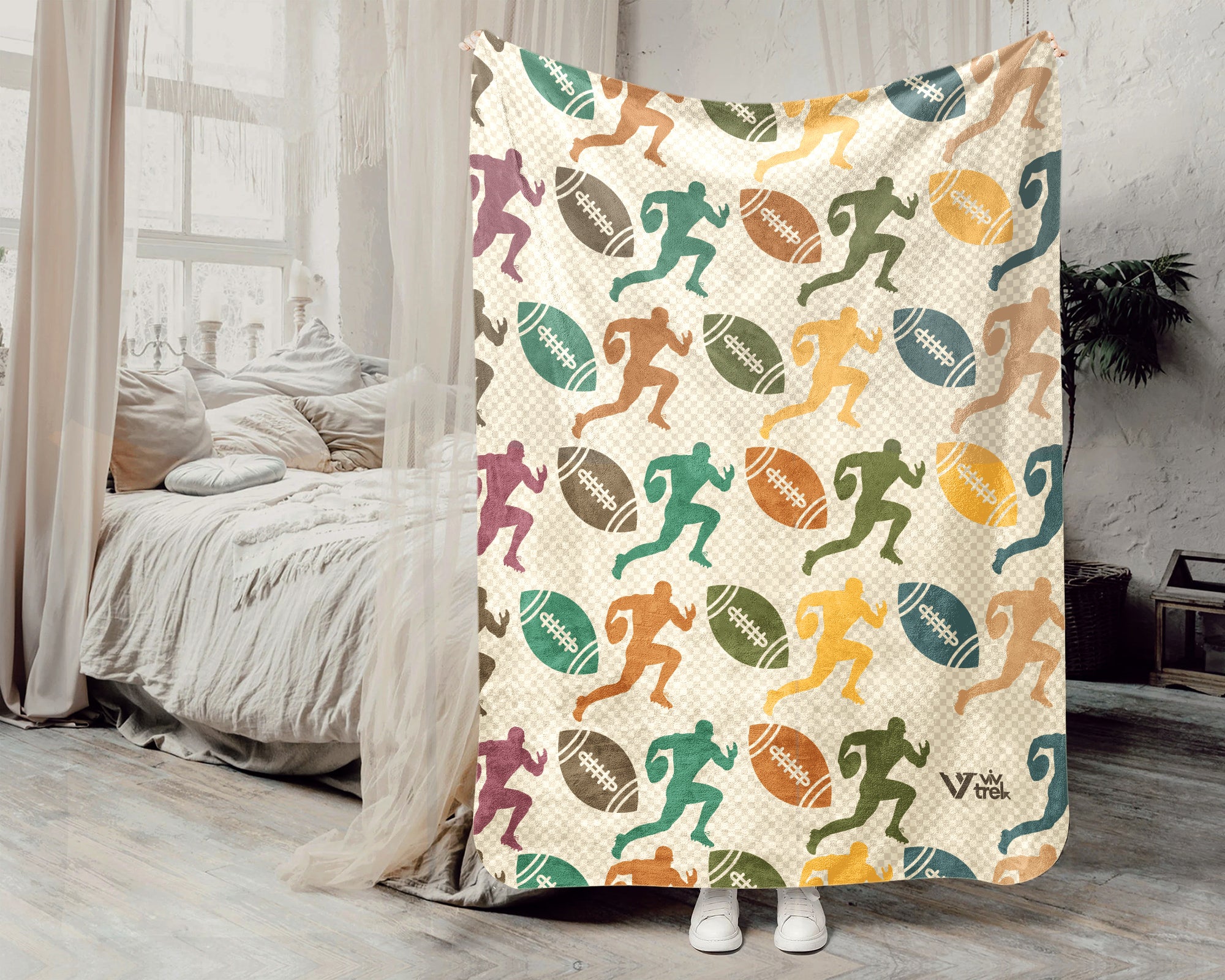 Vintage Rugby Player Blanket – Cozy Throw for Rugby Fans