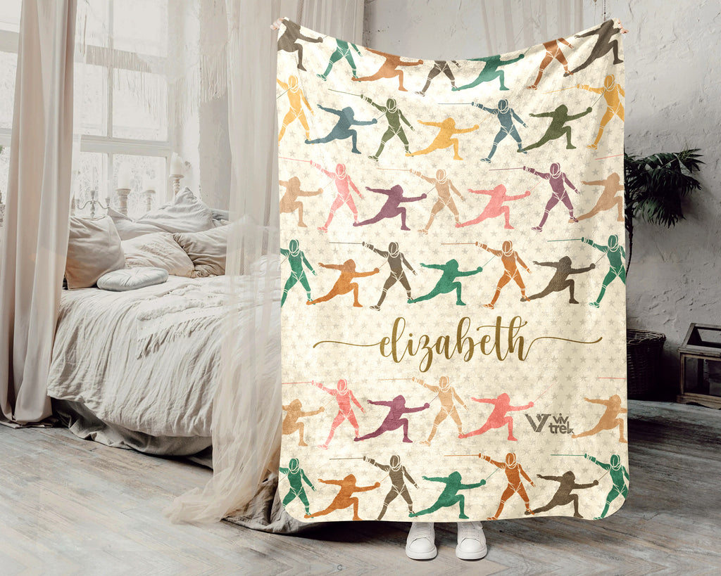 Custom Name Fencer Blanket – Personalized Fencing Lover Throw
