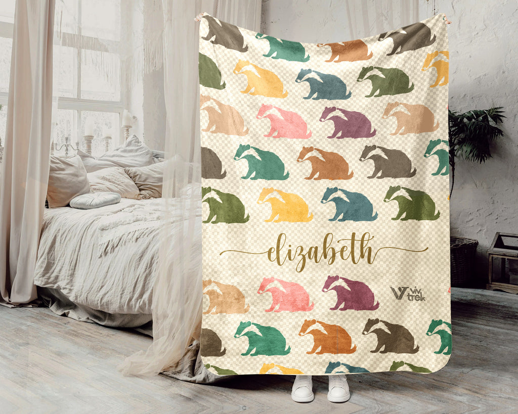 Custom Name Honey Badger Blanket – Personalized Cozy Throw for Nature Fans