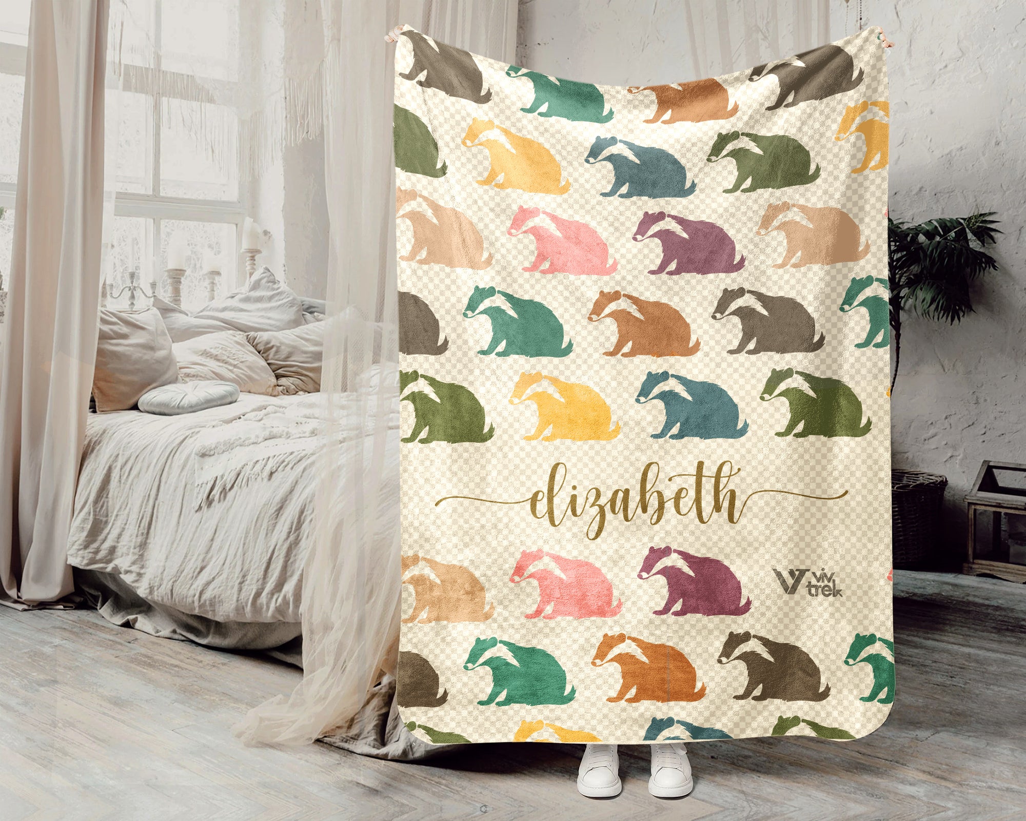 Custom Name Honey Badger Blanket – Personalized Cozy Throw for Nature Fans