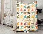 Custom Name Monkey Blanket Personalized Cozy Retro Animal Throw Gift