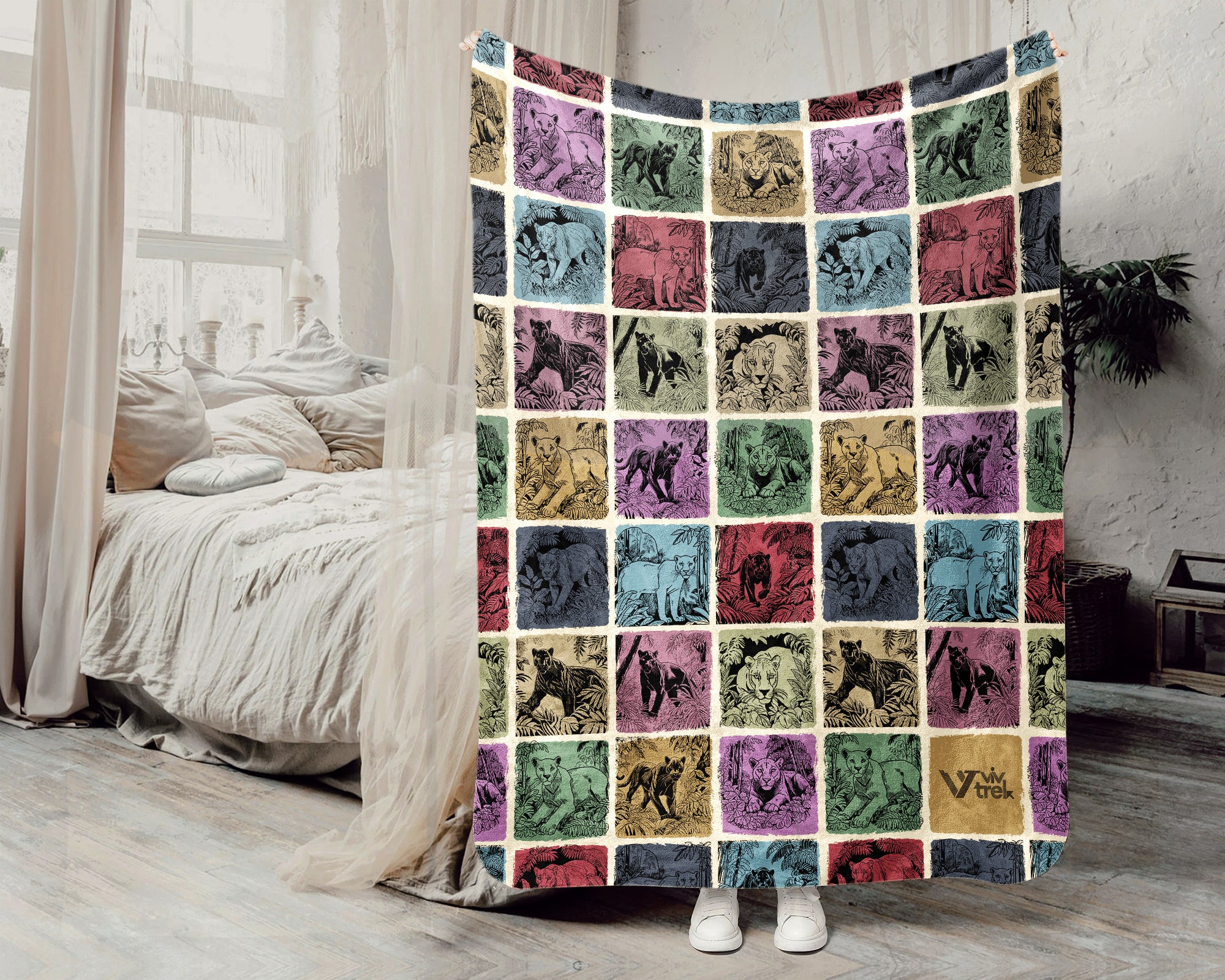 Vintage Panther Lover Blanket Big Cat Wildlife Throw Cozy Animal Print Blanket Unique Wild Animal Home Decor Gift