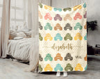 Personalized Monster Truck Blanket for Kids, Custom Name Retro Truck Throw, Cozy Boys Gift, Fun Truck Lover Room Decor Blanket