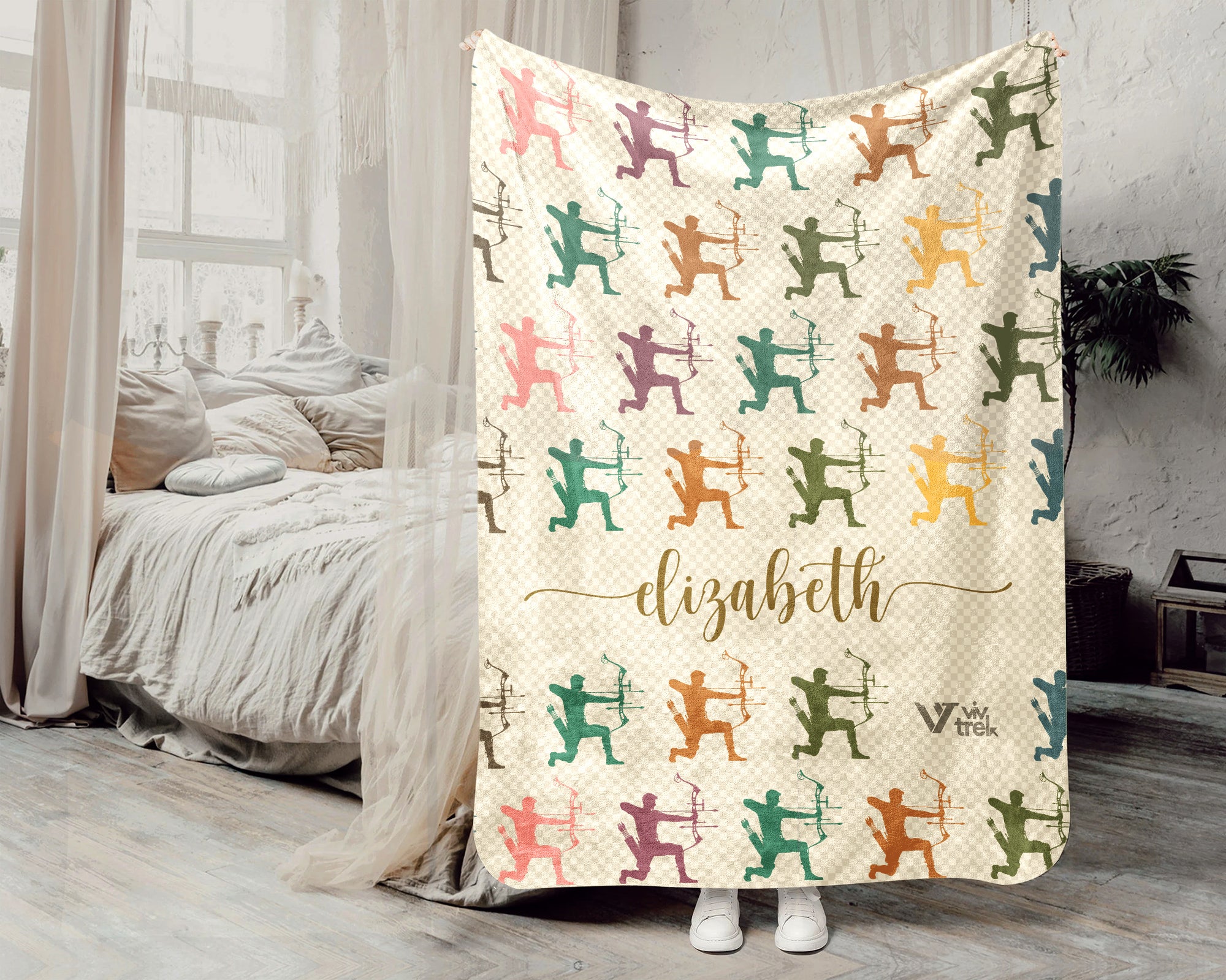 Custom Name Archery Blanket, Personalized Sports Throw, Cozy Archer Gift, Rustic Athletic Home Decor Blanket