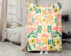 Floral Lacrosse Blanket – Cozy Vintage Sports Throw Gift