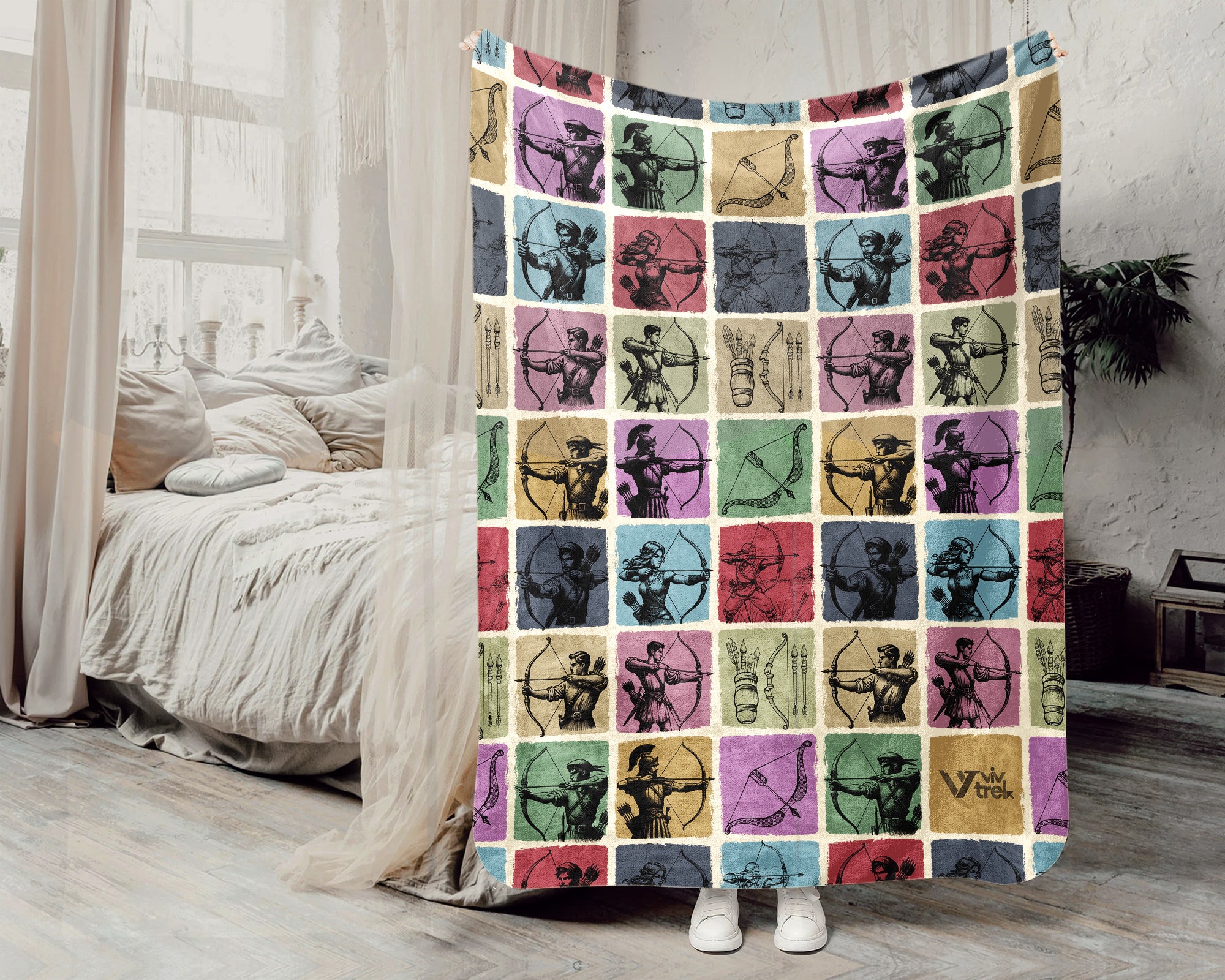 Vintage Archery Blanket Cozy Bow Lover Throw Soft Sports Decor Unique Archer Gift for Home and Cabin Spaces