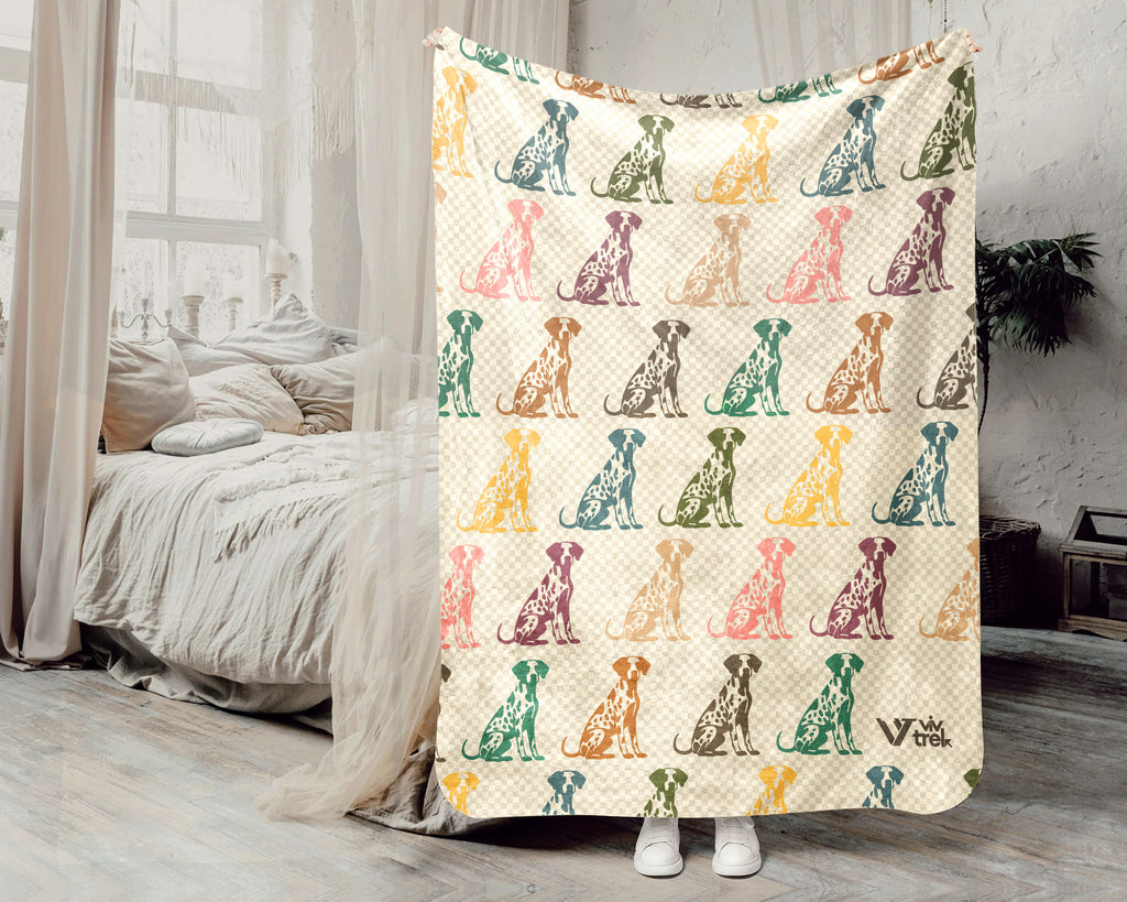 Vintage Dalmatian Blanket, Retro Dog Lover Throw, Cozy Dalmatian Puppy Fleece Blanket, Unique Pet Blanket for Kids and Adults