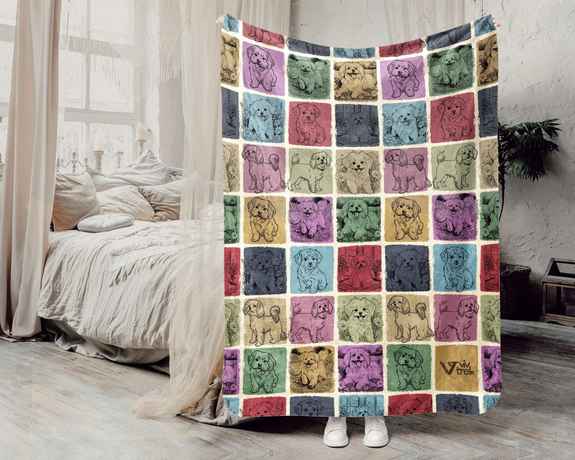 Vintage Maltese Dog Blanket for Puppy Lovers, Cozy Pet Throw Gift with Cute Canine Home Decor Style