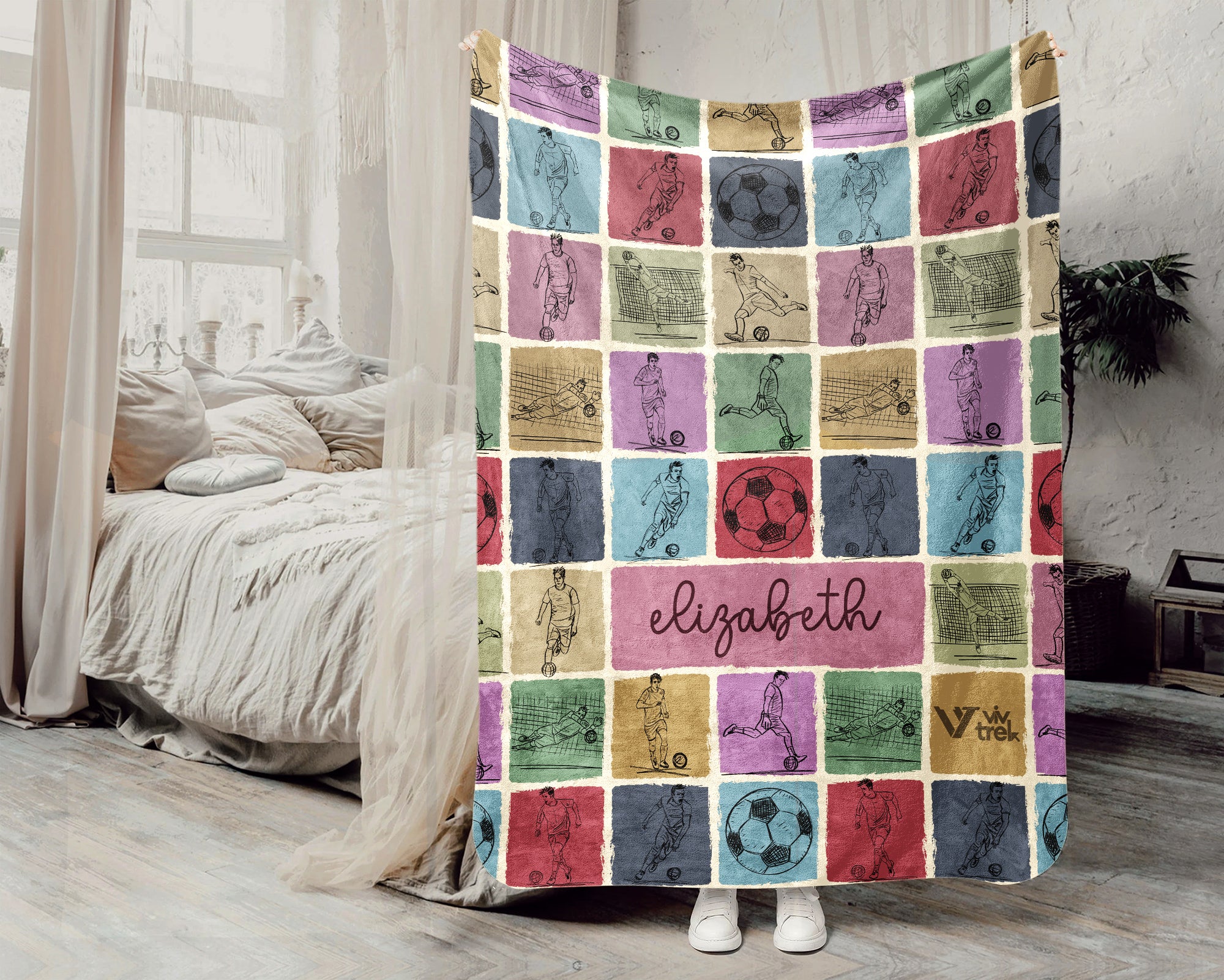 Personalized Soccer Blanket Cozy Custom Name Throw Soft Sports Decor Unique Football Lover Gift for Home Fans