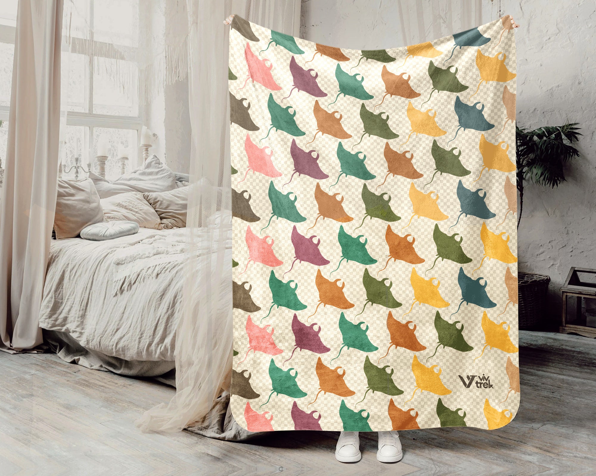 Cozy Stingray Blanket – Vintage Ocean Throw for Marine Life Lovers