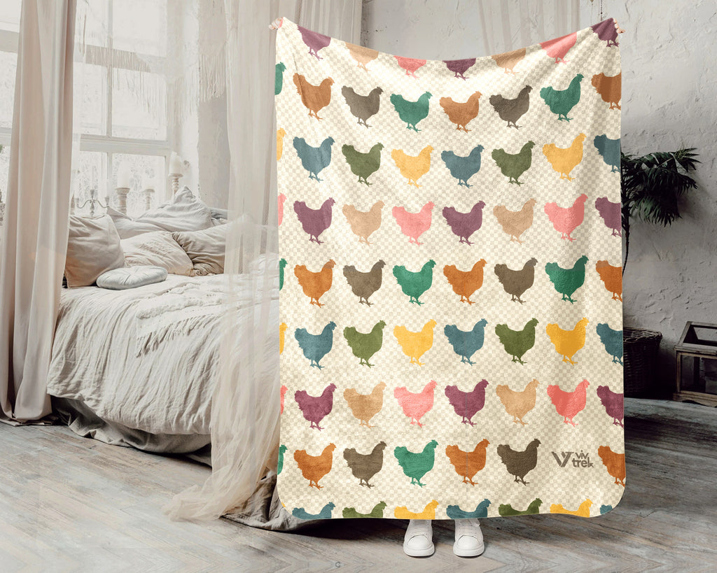 Retro Chicken Throw Blanket – Cozy Farm Animal Gift for Home
