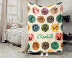 Retro Custom Soccer Blanket, Personalized Name Soccer Throw for Boys and Girls, Unique Soccer Lover Gift, Cozy Sports Blanket