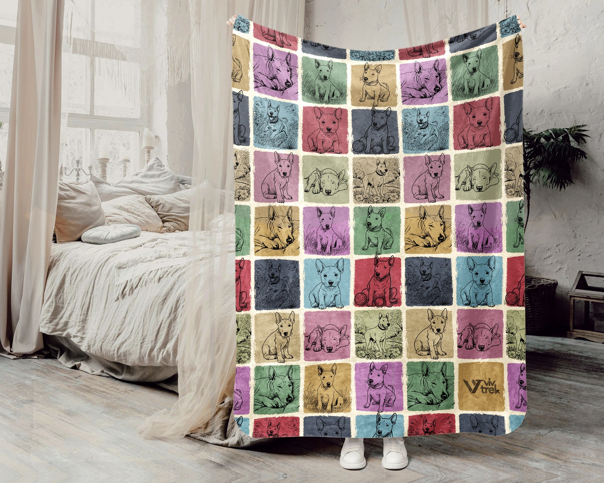 Bull Terrier Blanket – Cozy Vintage Dog Lover Throw Gift