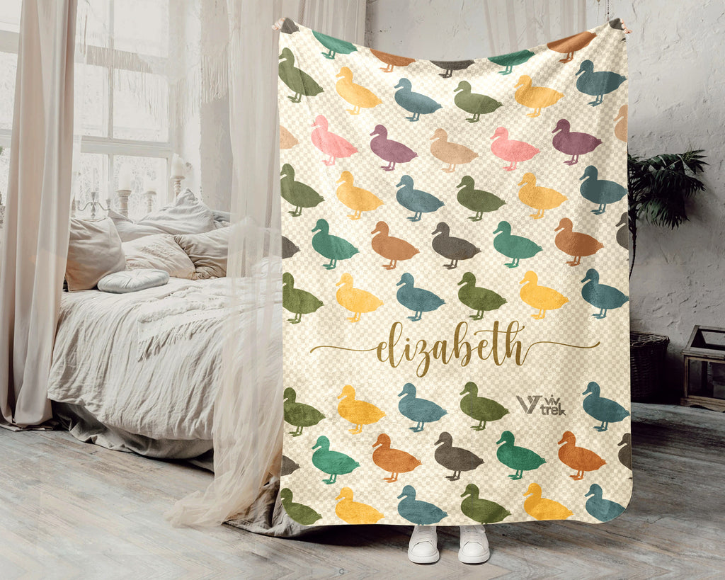 Custom Name Duck Lover Blanket – Vintage Wildlife Farm Animal Throw