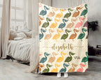 Custom Name Pelican Blanket, Cozy Retro Coastal Throw for Bird and Nature Lovers